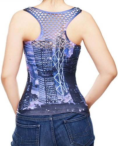 Happytao Women's Fashion Digital Print Summer Tank Top (L, black)