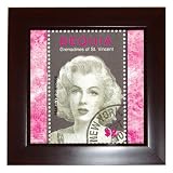 Framed Tile of Marilyn Monroe Bequia Stamp - Grenadines of St. Vincent (Andy Warhol)
