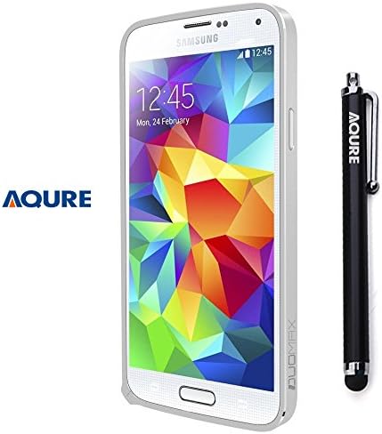 AQURE Metal Alloy Aluminum Bumper Frame Hard Case with Stylus Pen for Samsung Galaxy S5 i9600 (Silver)