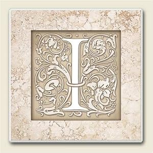 AbsorbaStone Coaster set~ Monogram Initial I ~ 4 Tile Drink Coasters ~ code 576C