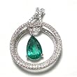 18K White Gold Emerald and Diamond Pendant