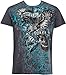 Sakkas Eagle Clutching Crown Metallic Silver Embossed Cotton Mens T-Shirt
