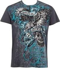 Eagle Clutching Crown Metallic Silver Embossed Short Sleeve Crew Neck Cotton Mens Fashion T-Shirt