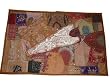 Earth Brown Beaded Throw Antique Wall Decor Vintage Sari Tapestry Wall Hanging 60" X 40"