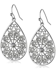 1928 Jewelry "Basic Classics" Filigree Pearshape Drop Earrings
