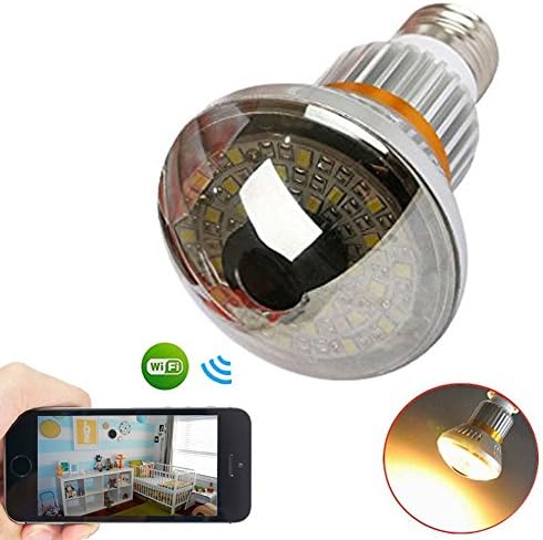 HD960P P2P Mirror Bulb WiFi/AP IP Network 3.6mm Len Camera with 5w Warm Light Night Vision and Motion Dection Baby Monitor Support Iphone Andriod PC Remote View