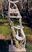 4 Level Rustic Cat Tree with Cat Face : Color BLUE : Leg Covering SISAL ROPE ON ONE LEG : Size 3 CRADLES, 1 CAT FACE