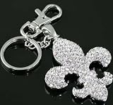 Silver Fleur-De-Lis Rhinestone Key Chain