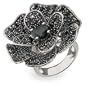 Sterling Silver Black Rose Pave CZ Cocktail Ring Size 6 (Sizes 5 6 7 8 9 Available)