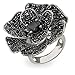 Jewelry : Eve's Addiction Sterling Silver Black Rose Pave CZ Cocktail Ring