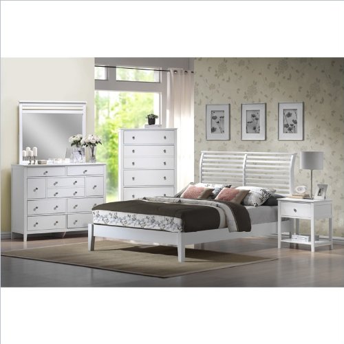 Cheap King Hillsdale Dio Wood Platform Bed 4 Piece Bedroom Set in White Finish