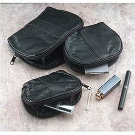 Embassy By Giovanni Navarre 3 Pc Italian Stone Design Genuine Leather Travel/make-up Bag