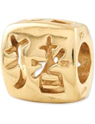 Sterling Silver Gold plated Reflections Chinese Good Luck Bead