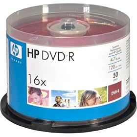 16X Write-once DVD-R Spindle with Ink Jet Printable Surface by Hewlett-Packard