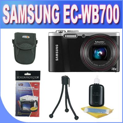 picture of Samsung EC-WB700 Digital Camera with 14 MP and 18x Optical Zoom (Black) + Shock Proof Case w/Strap + LCD Screen Protectors + Accessory Kit!