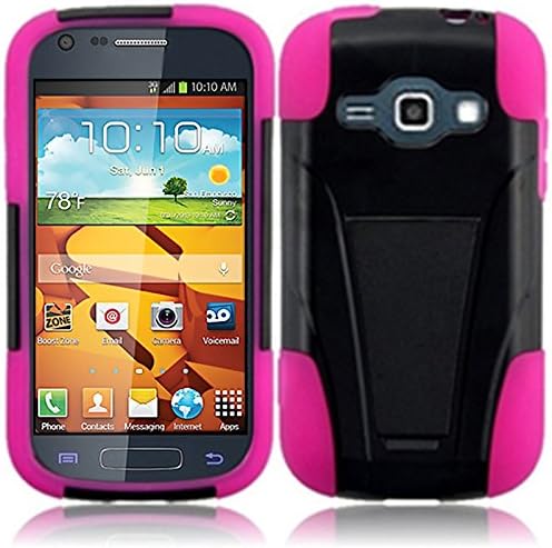 For Samsung©Galaxy Prevail 2 II M840 Black/Hot Pink T-Stand Impact Hybrid Fusion Kickstand Double Layer Cover Case