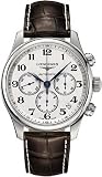 LONGINES Watch:Longines Master Chrono 44mm Watch - Champagne Dial, Brown Alligator Strap L26934783