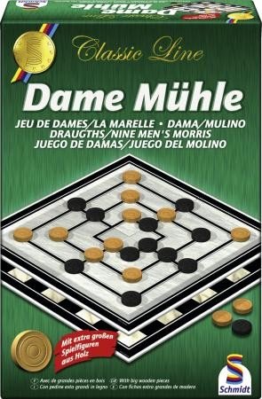 Schmidt Spiele 49083 Classic Line: Dame / M&uuml;hle (gr.Spielfiguren)