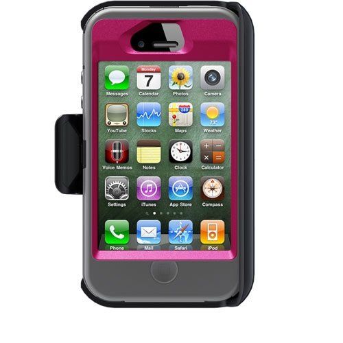 OtterBox Defender Series Hybrid Case & Holster for iPhone 4 & 4S  - Retail Packaging - Peony Pink/Gunmetal Grey