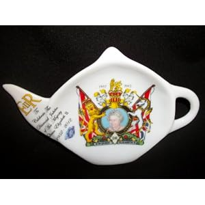 H M Queen Elizabeth II Diamond Jubilee Coat Of Arms 1952-2012 Tea Bag Tidy / Spoon Rest
