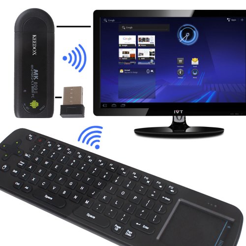 KEEDOX® Mini Air Souris Mouse RC11 2.4GHz clavier sans fil +Android Mini PC TV Box boîte Stick MK809 II Dual Core 8GB RK3066 Cortex A9