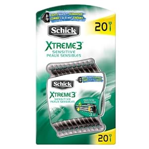 Schick Xtreme 3 Blade Sensitive Razor with Vitamin E & Aloe (20ct)