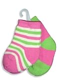 Mak the Yak - Newborn Baby Girls Bootie Sock 2-Pack, Pink, Lime