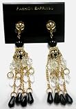 Clear and Black Teardrop Gems Chandelier Earrings - Fashion Earrings