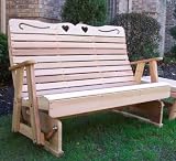 4 Cedar Country Hearts Rocking Glider (Natural) (43"H x 48"W x 29"D)
