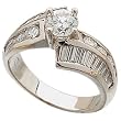 14K White Gold Diamond Engagement Ring (Center stone is not included)