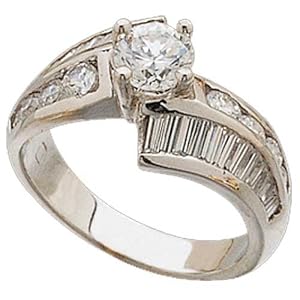 14K White Gold Diamond Engagement Ring (Center stone is not included)