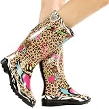 Yitta84 Crowned Heart Rubber Rain Boot LEOPARD MULTI
