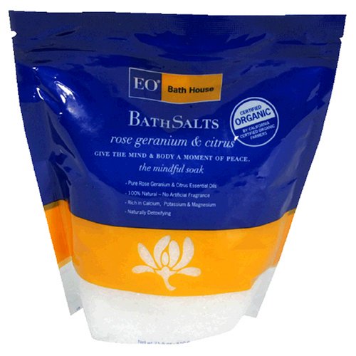 EO Bath House Bath Salts, Rose Geranium & Citrus, 21.5-Ounce Bags (Pack of 3) by EO