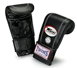 Twins Special Velcro Wrist Bag Gloves Open Thumb (Black) (Large)