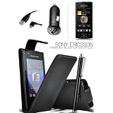 **** PacK EXCLUSIF **** POUR SONY ERICSSON Xperia RAY Housse Etui Coque + CHARGEUR voiture USB OFFICIEL DE MARQUE SONY Allume Cigare MicroUSB d'Origine AN401 certifie + 3 x Film Protection ecran + STYLET ecran tactile capacitif de couleur noir et argent brillant ST18I ****** de QUALIT� LUXE VERITABLE *********par Access-Discount