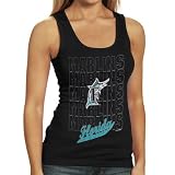 MLB Florida Marlins Ladies Black Repeater Tank Top (X-Large)