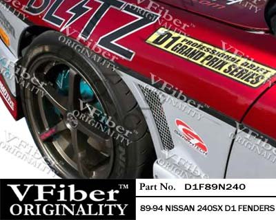 D1F89N240 - VFiber FRP Nissan 240SX 89-94 2dr/HB D1 2pc Front Fenders