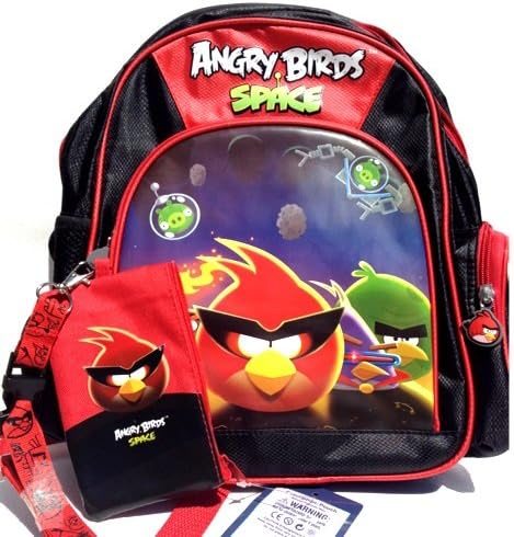 Angry Birds Small Backpack 12 Inches and String Pouch -Great Birthday Gift Set for Boys
