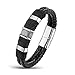 Areke Punk Rock Charms Bangle Bracelets For Mens,Braided Wrist Leather Bracelet Stainless Steel Clasp