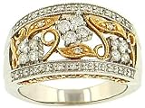 Ladies Round Pave and prong Set Wide Milgrain Trim Diamond Band Diamond .50cttw H/i I1