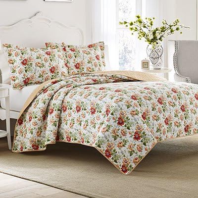 Twin Quilt Set (Laura Ashley Peony Garden Apricot)