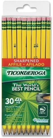 Dixon Ticonderoga Presharpened No. 2 Pencils-Pencils,w/Latex Free Eraser,Presharpened,No 2,30/BX, YW (Wholesale Case of 20)