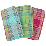 Azalea Turquoise Blue Baekgaard Tartan Brights Vibrant chic Genuine leather hold everything wallet