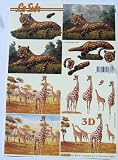 A4 3D step by step Le Suh decoupage sheet - tiger, giraffe