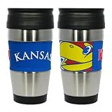 Kansas Jayhawks Travel Mug: 15 oz Stainless Steel Travel Tumbler