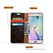 Galaxy S6 Edge Case - Cellto [GLux] PU Leather Wallet Type Diary Cover w/Card Slots - Dark Brown