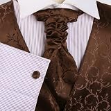 Brown Paisleys Mens Fashion Designer Tuxedo with Tuxedo Vests ,cufflinks, hanky and Ascot Tie set for Tuxedo Y&G VS2013