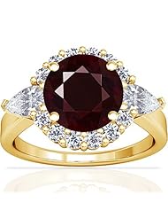 14K Yellow Gold Round Cut Ruby Ring With Sidestones
