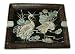 Asian rectangular plate / ashtray, Longevity Crane design - hand painted porcelain(#435), black, beiges, light blues
