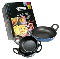 Le Creuset Cast Iron Karahi Set, Blue. 26 cm & 15 cm